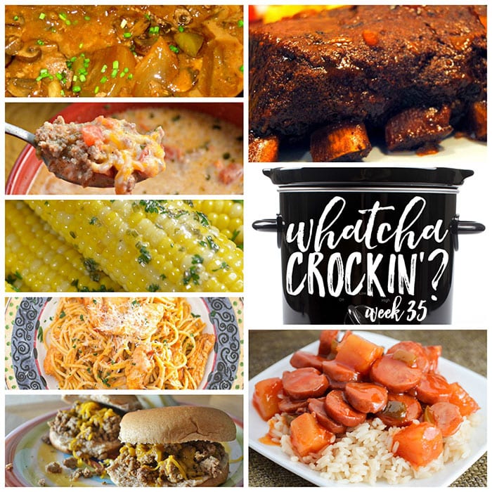 This week's Whatcha Crockin' crock pot recipes include Slow Cooker Baby Back Ribs, Crock Pot Cheesy Chicken Spaghetti, Crock Pot Corn on the Cob, Crock Pot Sweet and Sour Sausage, Slow Cooked Cube Steak with Peppers, Onions and Mushrooms, Crock Pot Low-Carb Taco Soup, Crock Pot Unsloppy Joes, and much more!